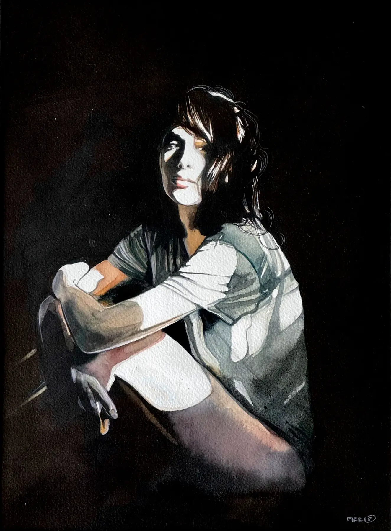 Assise, aquarelle de Pierre Renollet