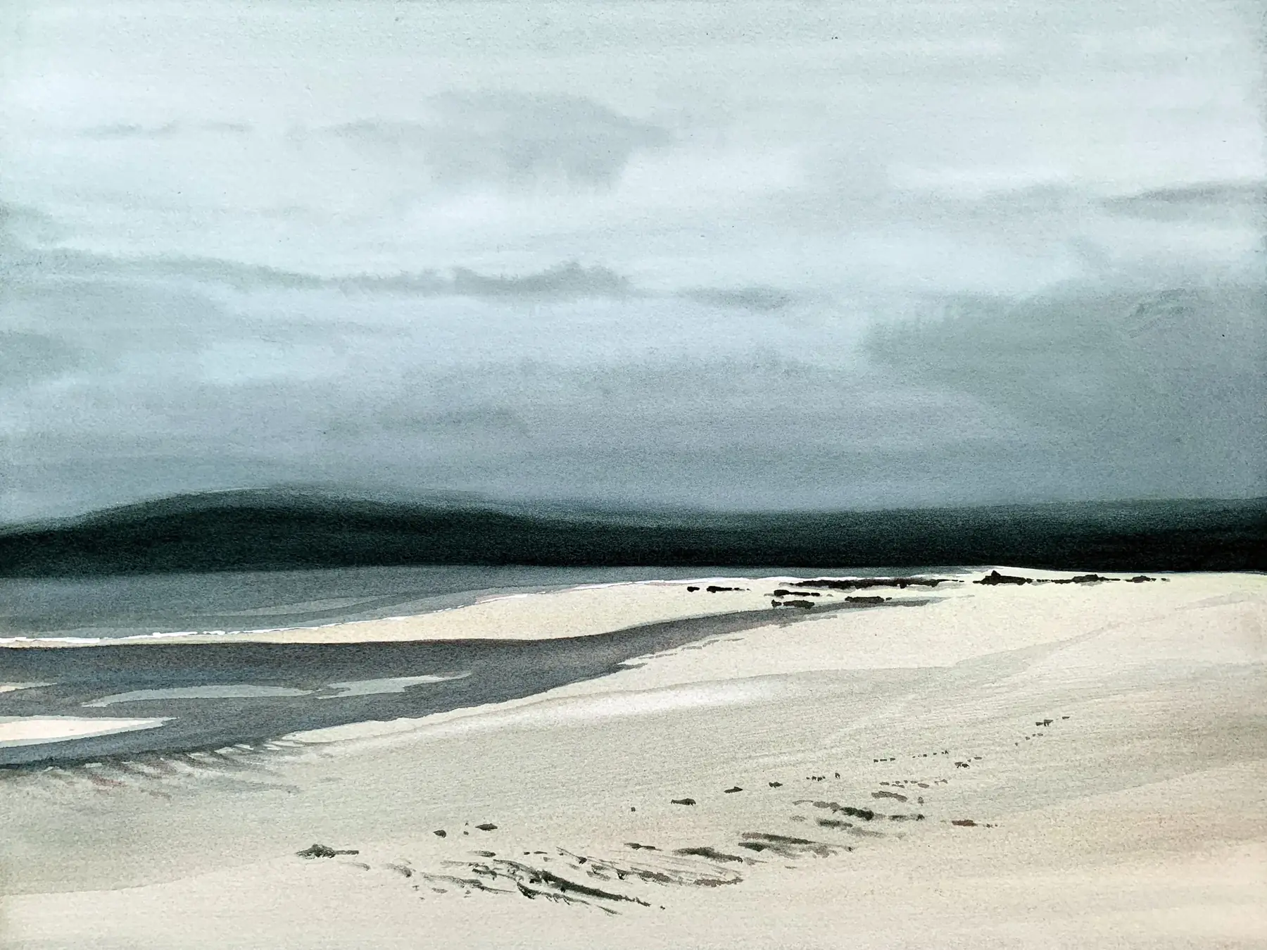 Basse saison, aquarelle de Pierre Renollet