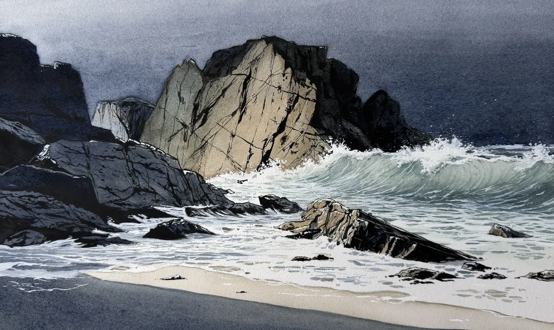 Écume, aquarelle de Pierre Renollet