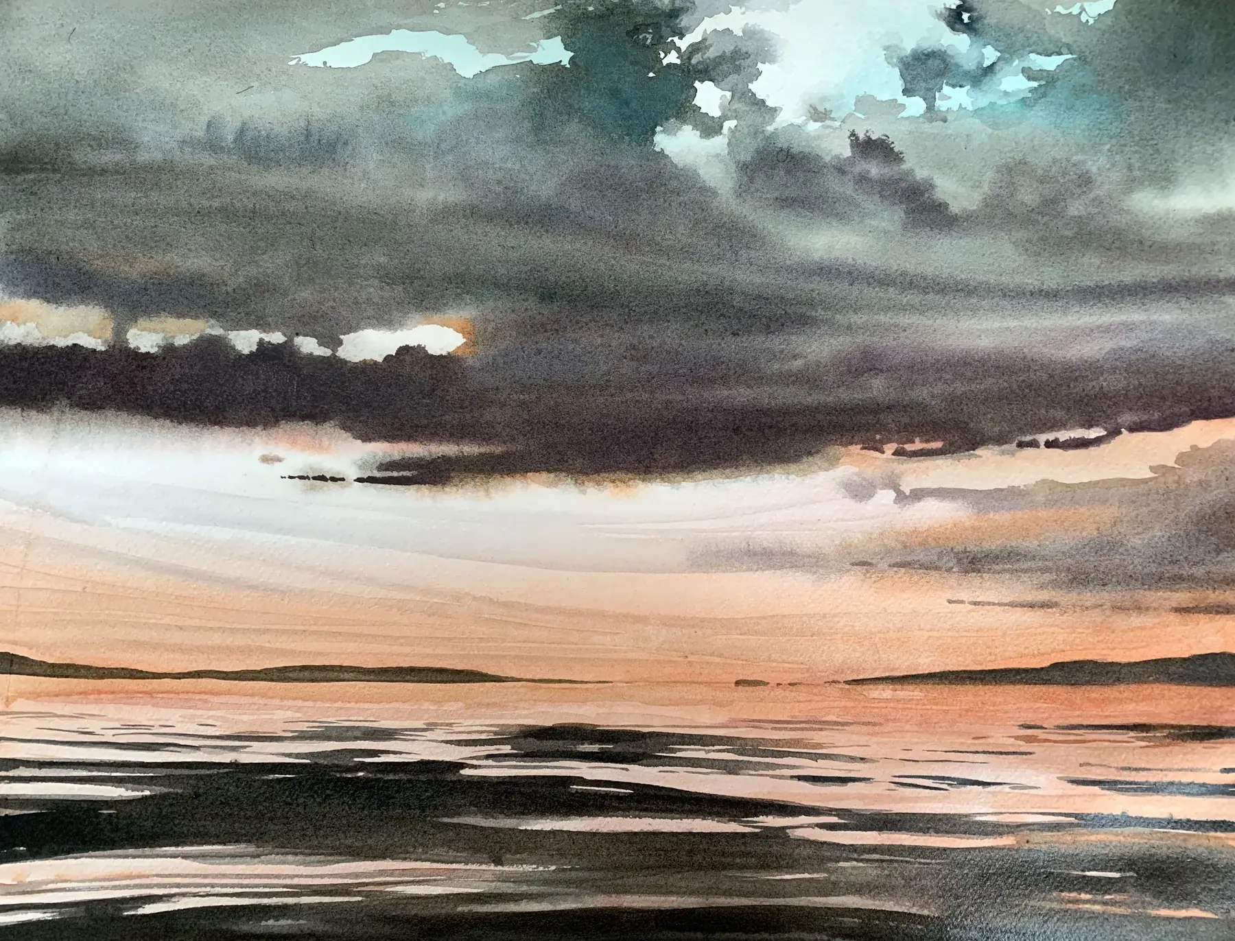 Entre deux, aquarelle de Pierre Renollet