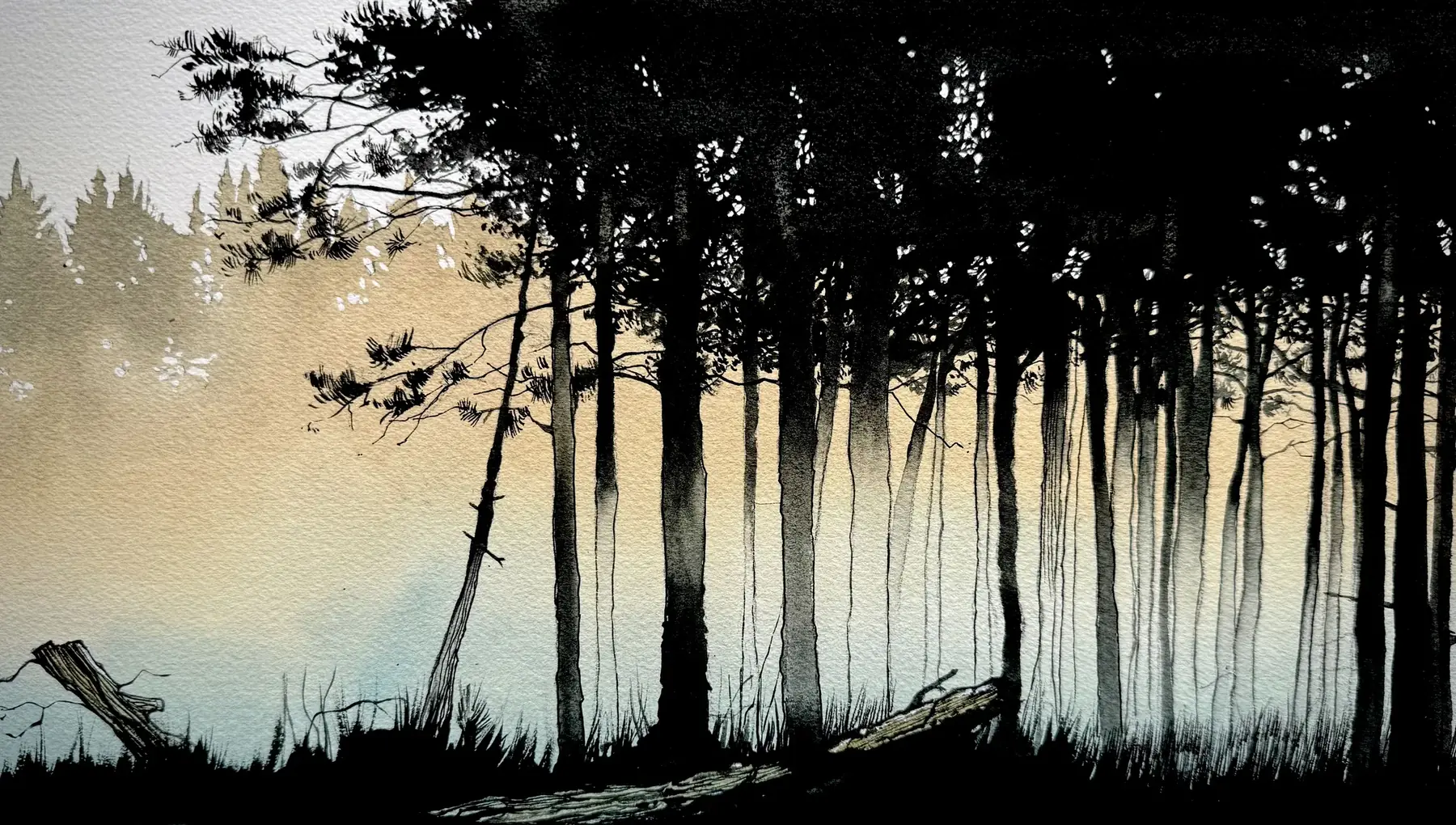 L'orée, aquarelle de Pierre Renollet
