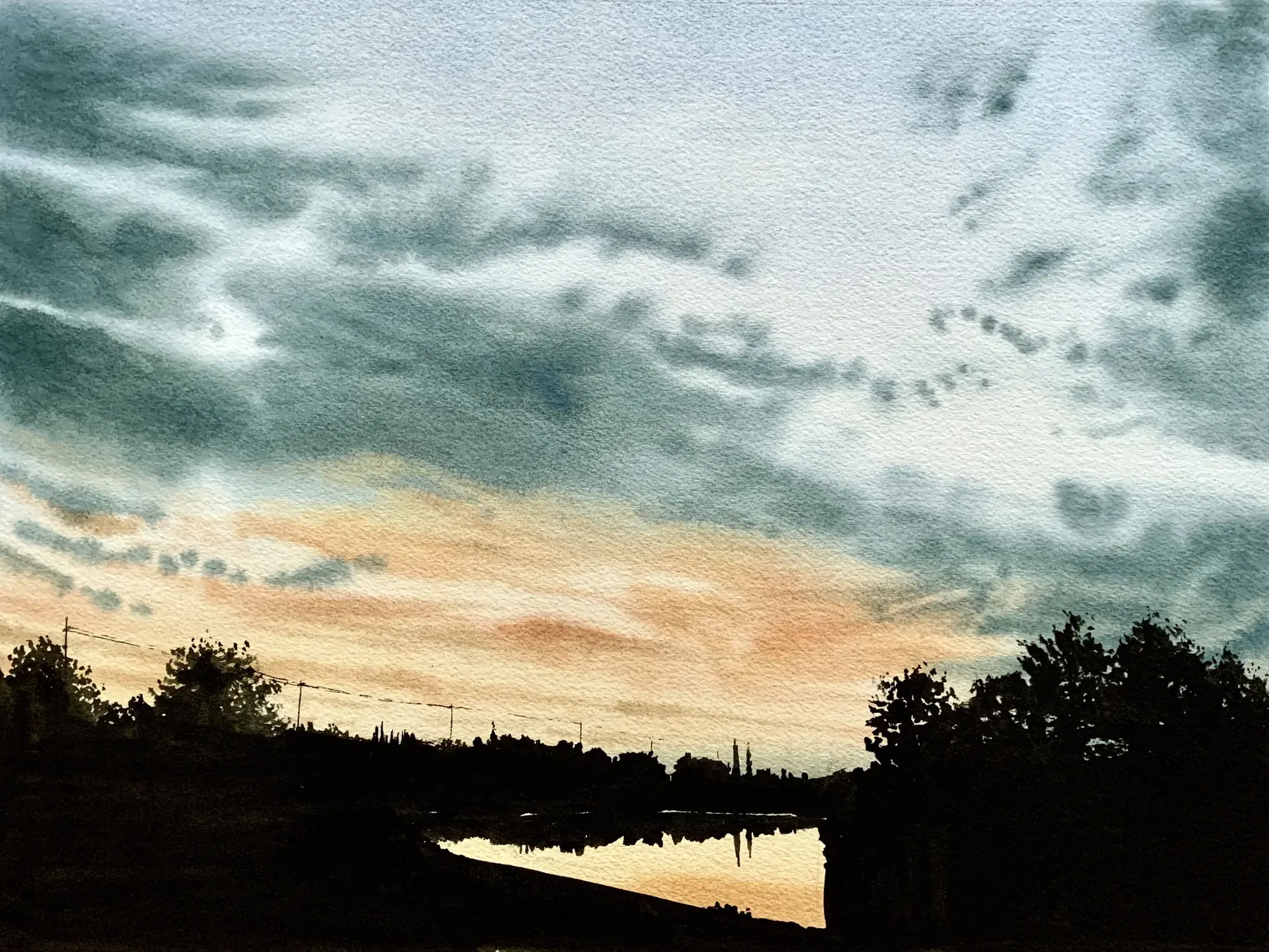 Le canal, aquarelle de Pierre Renollet