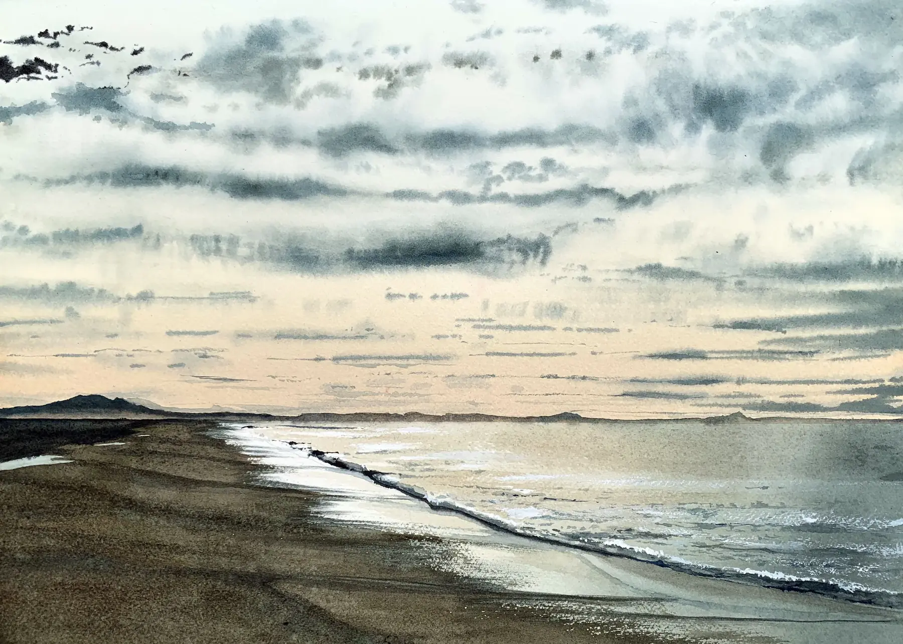 Marée d'or, aquarelle de Pierre Renollet